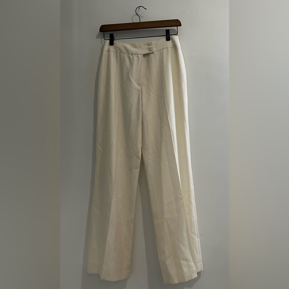 RAFFINALLA Vintage 100%‎ Wool Cream Pinstripe Straight Leg Dress Pants Size 2